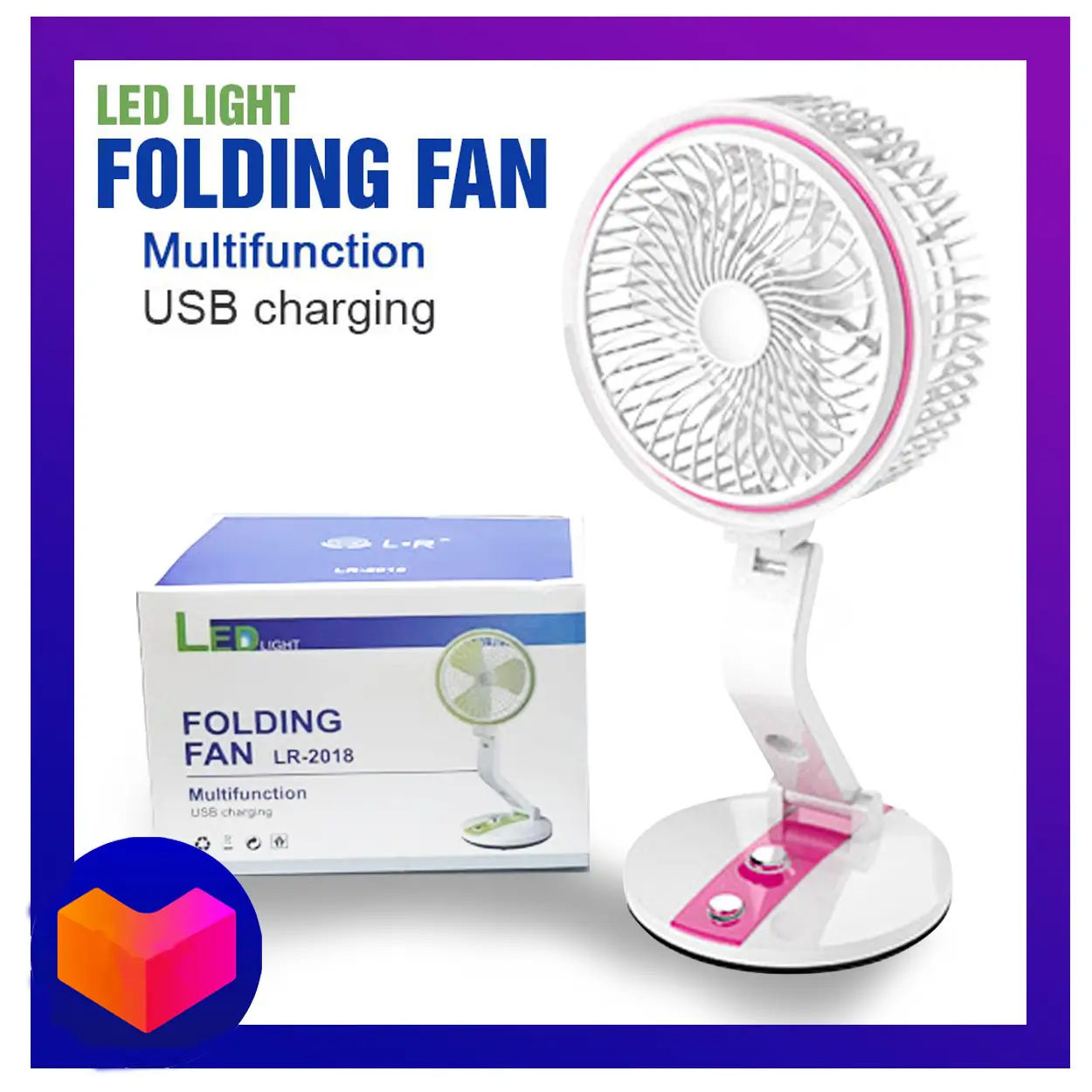 Multifunction Rechargeable Table Cum Wall AC/DC Fan With LED Light.
